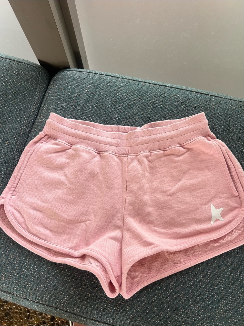 Golden Goose Pink Terry Athletic Shorts with Star Accent